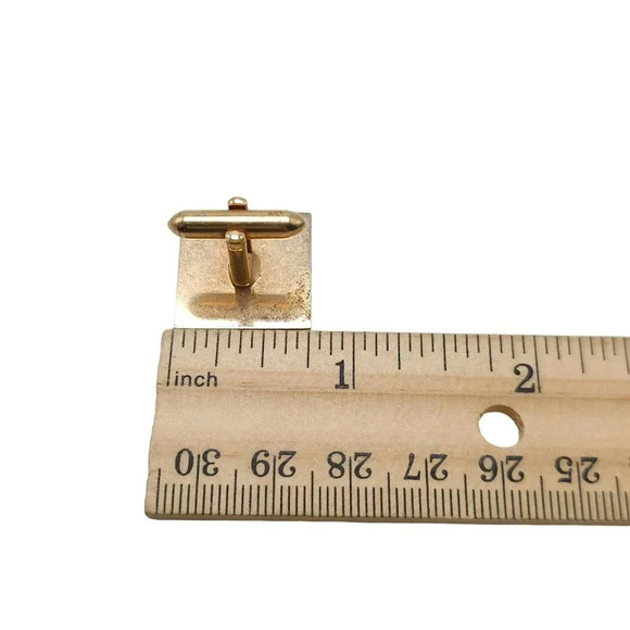 Textured Black Enamel Monogram Initial C Square Cufflinks Gold Tone Vintage - Picture 5 of 5